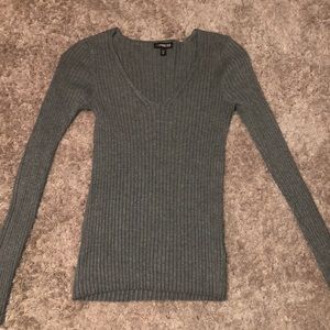 dark grey long sleeve v neck